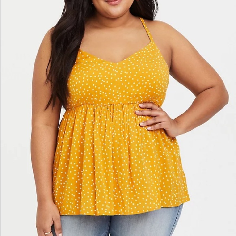 2/$25 Torrid yellow polka dot tank top size XL plus size